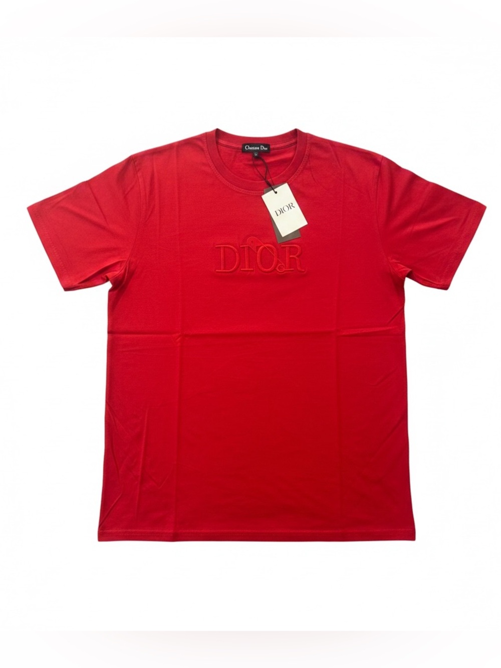 Dior Red Tonal Embroidered Logo Crew T-Shirt